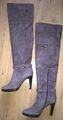 Modische Overknee-Stiefel aus Veloursleder mit High Heels &kleinem Plateau Gr.38