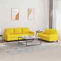 Sofagarnitur Kissen Sessel Sofa Couch Designsofa 3-tlg. Hellgelb Stoff vidaXL