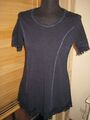 blaue TREDY Sommer Frühling Spitze Bluse Top Tunika Shirt Gr.38