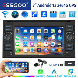 DAB+ 64G Android 14 Autoradio Carplay Navi Für Ford Focus Transit C S Max Fiesta