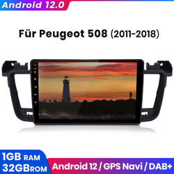 1+32GB Android12 Autoradio Für Peugeot 508 2011-2018 GPS Navi BT DAB WIFI USB BT