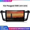 1+32GB Android12 Autoradio Für Peugeot 508 2011-2018 GPS Navi BT DAB WIFI USB BT