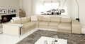 Ecksofa Sofa Wohnlandschaft U Form Polster Couch Ledersofa  Hocker Design Sofas