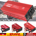 2000w Peak Spannungswandler Wechselrichter DC 12V AC 230V Inverter USB Auto Rot