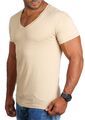 Young & Rich Herren Uni T-Shirt mit tiefem V-Ausschnitt deep v-neck slimfit 1875