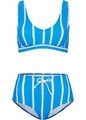 2-tlg Bandeau Bikini Gr. 36 Blau Weiss Damen-Bademode Badeanzug Zweiteiler Neu