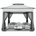 Doppeldach Pavillon 3x3/3,3x3,3m Gartenpavillon Partyzelt UV-Schutz Gartenzelt