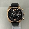 Diesel Herrenuhr Overflow DZ-4297 schwarz Lederarmband rosegold PVD neue Batterie