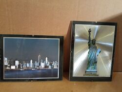 New York Und Freiheitsstatue Bild Dufex Print 3 D Optik Gerahmt, Limitiert 