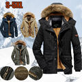 Männer Kapuze Parkas Winter Warm Langarm Mantel Casual Fleece gefütterte Jacke