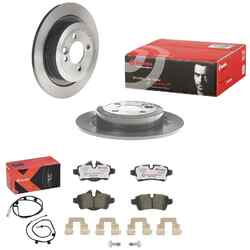 brembo BREMSSCHEIBEN + XTRA BELÄGE HINTEN passend für MINI R55 R56 R57 R58 R59HA 280x10mm / mit WARNKONTAKT