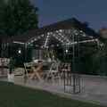 Pavillon mit Doppeldach & LED-Lichterkette 3x4 m Anthrazit