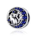 Charm Perle 925 Silber - Katze Tier Mond Stern - Anhänger für Pandora Armband