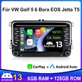 6+128G Android 13 Autoradio 7"GPS Navi DAB SWC Für VW Golf 5 6 Bora EOS Jetta T5