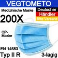 200x Medizinische Mundschutz Maske Type 2R Chirurgische Atemschutzmaske OP-blau