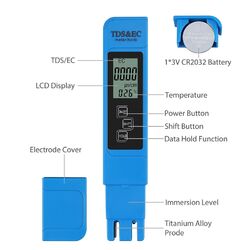 TDS&EC Meter Messgerät Digital Tester Wassertest Leitwertmessgerät 0-9990ppm.