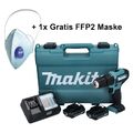  Makita HP 333 DWAE Akku Schlagbohrschrauber 12 V 30 Nm + 2x Akku 2,0 Ah + Lader