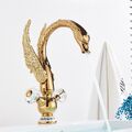 Gold Schwan Design Waschtischarmatur Hoch Wasserfall Mischbatterie Wasserhahn DE