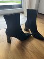 ZARA sock boots Stiefeletten Socken schwarz Stoff 38 Spitz