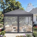 Pavillon Gartenzelt Pop-Up 3x3m Faltpavillon Gartenpavillon Partyzelt Dunkelgrau