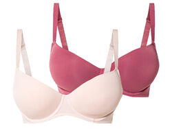 esmara® Damen Bügel-BHs, 2 Stück, gepaddet Cups (rot/rosa, 85D) - B-Ware