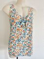 DOLCE & GABBANA D&G Bluse Trägertop geblümt ditsy weiß blau Seide Gr.IT44-M