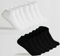 Sneaker Socken Damen  6 / 12 / 24 Paar Bunte Damensocken Gr.35-42 Weiß/Scwarz