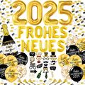 Silvester Deko 2025 XXL Dekoration Set , Happy New Year Girlande, Folienballons