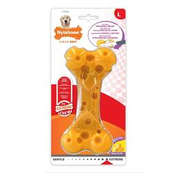 Nylabone Extreme Tough Dog Chew Toy Cheese Bone, Durable, Cleans Teeth, Cheese F