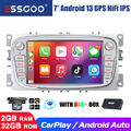 7" Autoradio DAB+ Carplay Android 13 2+32G GPS Hifi Kamera Für Ford Focus S-MAX