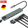 8in1 USB C Hub Adapter to 4K HDMI USB3.0 Micro SD RJ45 Ethernet Netzwerk Macbook