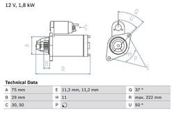 BOSCH 0 986 023 250 Starter passend für FIAT OPEL SAAB