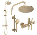 Duschsystem mit Thermostat Regendusche Dusche Duscharmatur Gold Matt Gebürstet