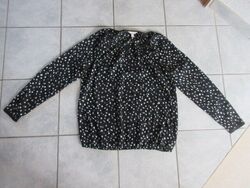 Esprit Bluse leichte Qualität Gr. 40 wie NEU schwarz m. weißen Punkten