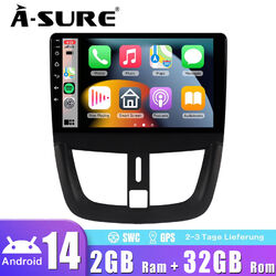 2+32G Android 14 Autoradio GPS Apple CarPlay WIFI RDS Für Peugeot 207 2006-2015