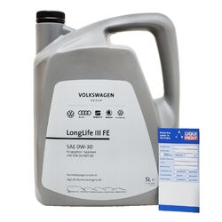 5L Original VW VAG Audi Öl SAE 0W30 Longlife 3 GS55545M4 + Liqui Moly Ölzettel