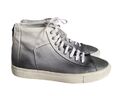 KG Kurt Geiger Sneaker Hi Top weiß grau Reißverschluss Leder Schnürschuhe Größe 9 im Karton