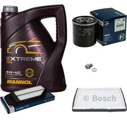 BOSCH Inspektionspaket 5 L MANNOL Extreme 5W-40 für Chevrolet Spark 1.0 1.2