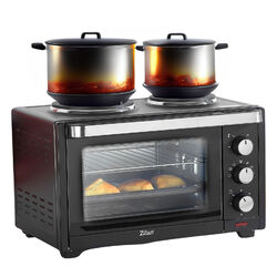 Mini Backofen 28 Liter 3in1 Miniofen Pizzaofen Kleiner Backofen Mini Oven2 Kochplatten integriert | 60 min.Timer | 100-230°C