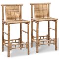2er Set Barhocker Bambus Barstuhl Tresenhocker mit Lehne Küchenhocker Hocker Neu