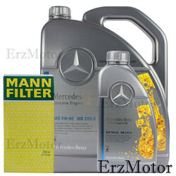 6L ORIGINAL MERCEDES MOTOROEL 5W40 MB 229.5 MIT MANN FILTER OELFILTER HU 514 x