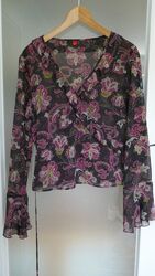 Wickelbluse Chiffon von Esprit Gr.38 - grafisches Blumenmuster