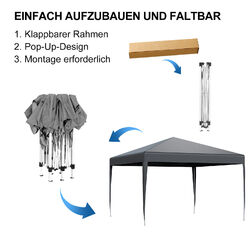 3x3M Pop Up Pavillon Faltpavillon Partyzelt Pavillion Wasserdicht UV-Schutz Neu