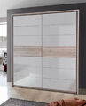 Kleiderschrank 269cm Schwebetürenschrank sandeiche weiß Hochglanz 55021669