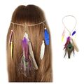 Haarband Haarkette Pfau Feder Stirnband Indianer Look Hippie Kopfschmuck