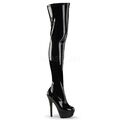 PLEASER KISS-3000 Plateau-Overknee Stiefel Schwarz Lack Tabledance Pole Gogo Hot