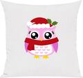 Kinder Kissen, Eule Owl Weihnachten Christmas Winter Schnee Tiere Tier Natur, Ku