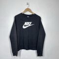 Nike Sweatshirt Damen Small Schwarz Crew Essential Freizeit Spell Out Swoosh S