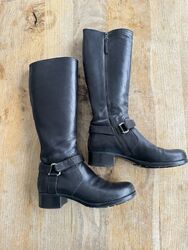 Prada Damen Biker Boots Leder schwarz Gr. 39 Stiefel Motorradstiefel Top!