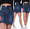 Bleistiftrock HIGH WAIST Damen Jeansrock Mini Rock Knielang Midirock Stretch 119